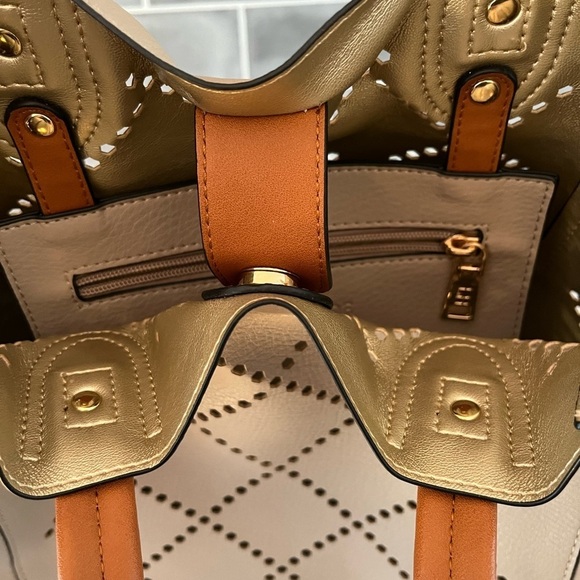 Louenhide Baby Bermuda Tote Bag Cut Outs Vegan Leather Putty New Contemporary - Picture 4 of 9